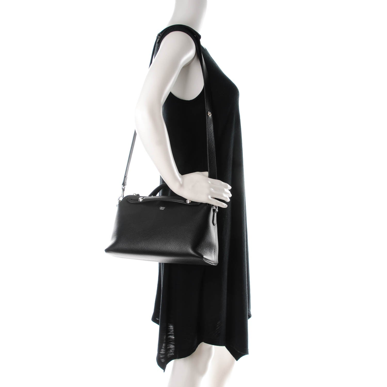 Fendi Vitello Dolce Medium By The Way Boston Bag Black 2 of 7