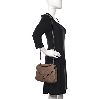 Saint Laurent Calfskin Matelasse Diamond Quilted Monogram Medium College Bag Brown 2 of 12