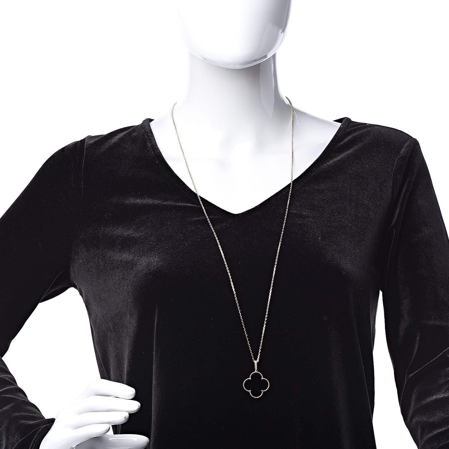 Van Cleef & Arpels 18K Yellow Gold Black Onyx Magic Alhambra Pendant Necklace 2 of 7