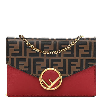 Fendi Vitello Cruise F is Fendi FF 1974 Embossed Medium Envelope Wallet On Chain Fragola Maya Black 1 of 14