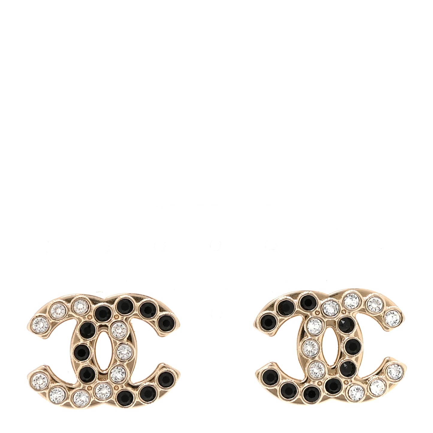 Crystal CC Earrings Black Gold