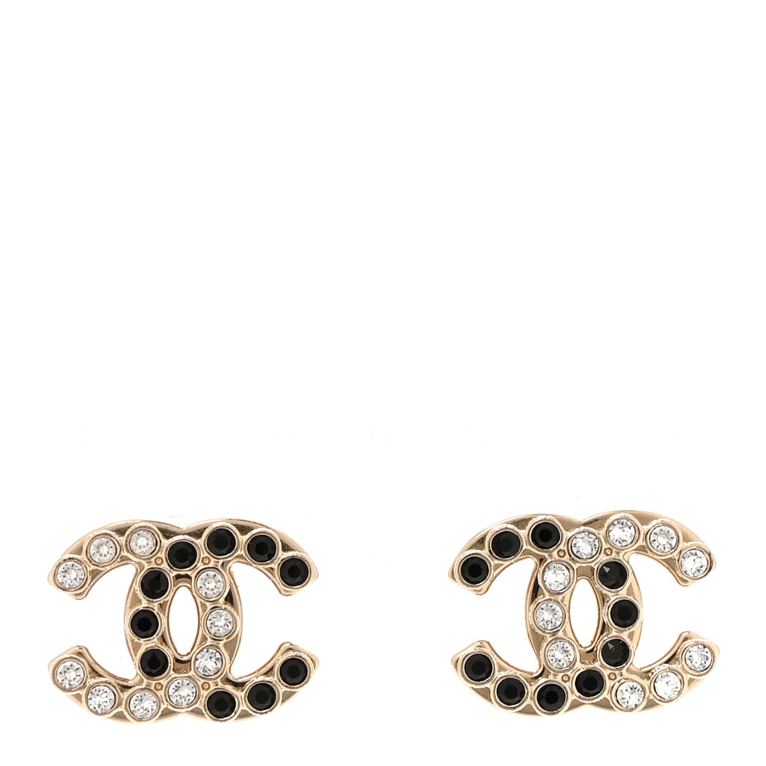 Chanel Crystal CC Earrings Black Gold 1 of 5