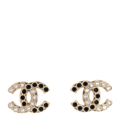 Chanel Crystal CC Earrings Black Gold 1 of 5