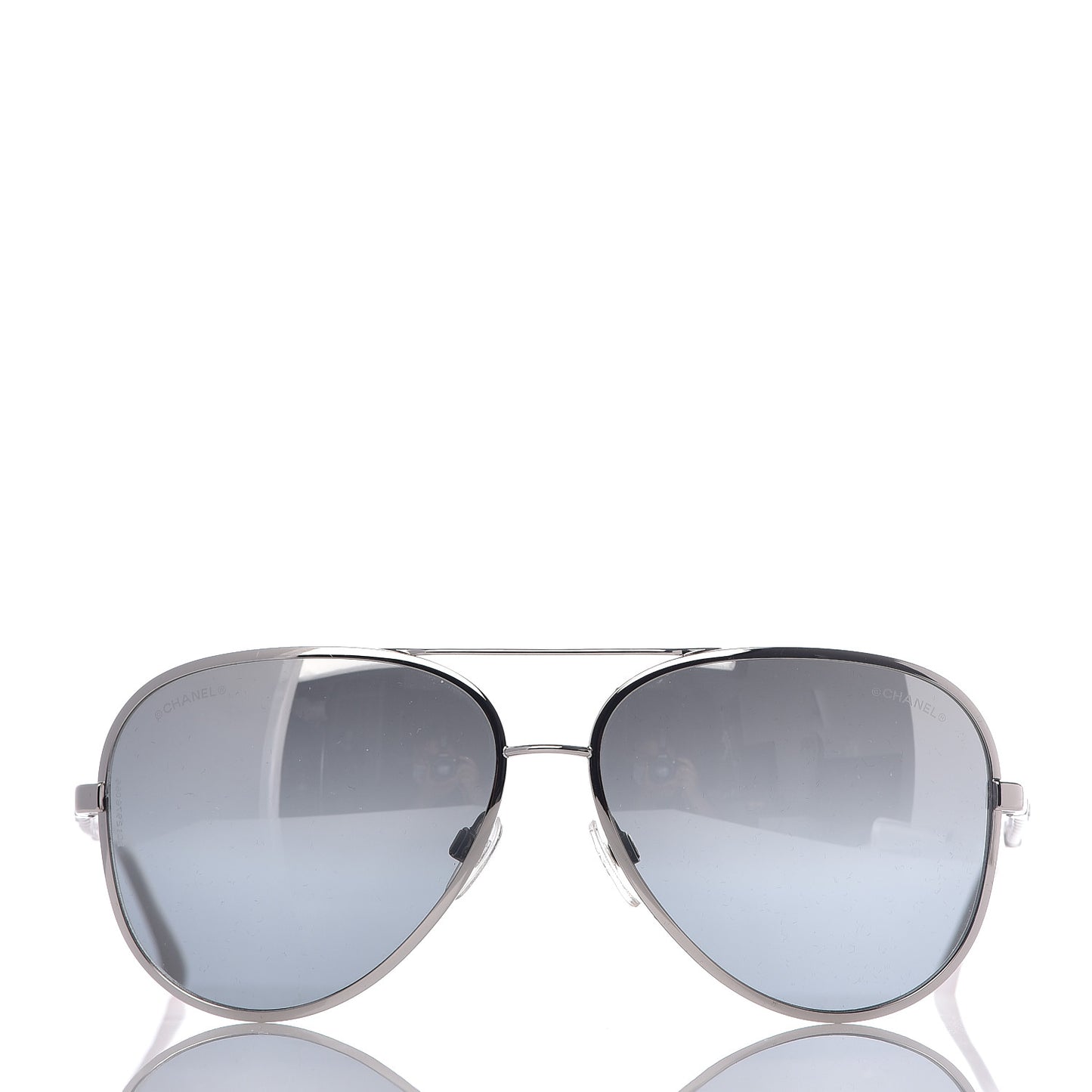 Lambskin Aviator Chain Sunglasses 4194-Q White