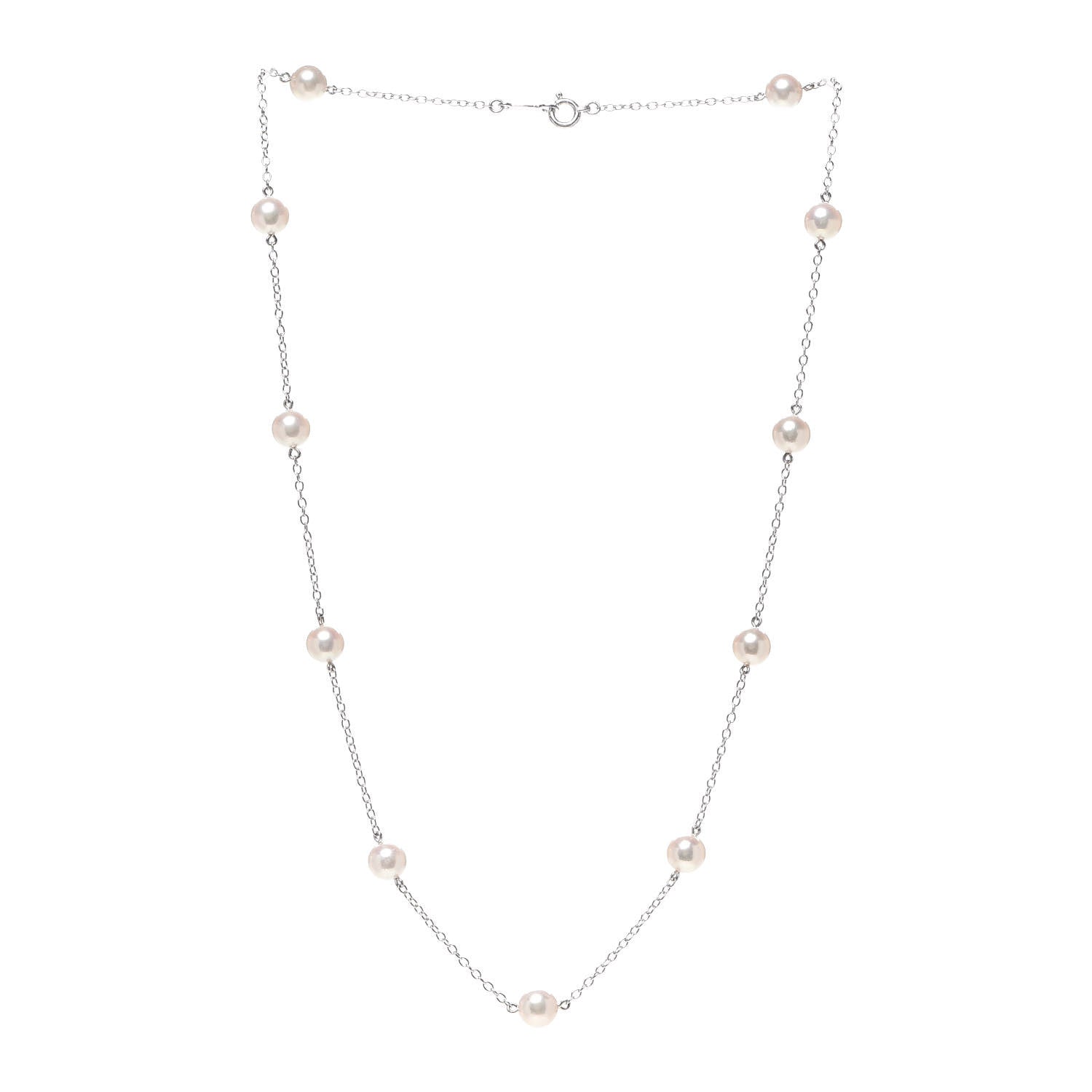 Mikimoto 18K White Gold Akoya Pearl 5.5-6mm Station Necklace 3 of 4