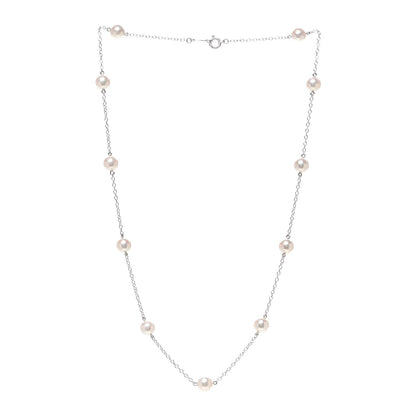 Mikimoto 18K White Gold Akoya Pearl 5.5-6mm Station Necklace 3 of 4