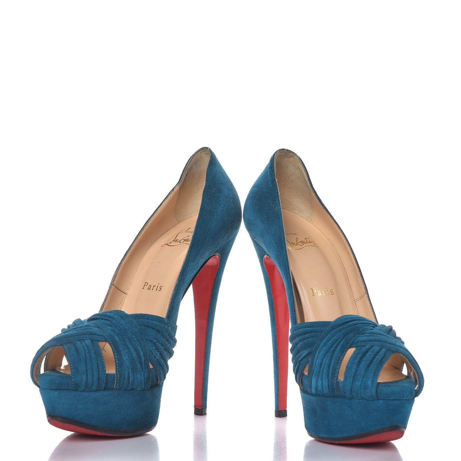 Christian Louboutin Suede Aborina 150 Pumps 38 Peacock 5 of 15