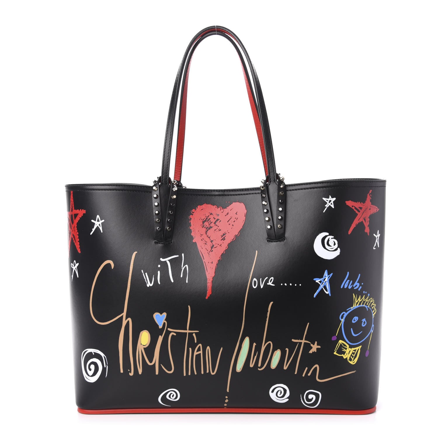 Christian Louboutin Calfskin Loubitag Spikes East West Cabata Tote Black 3 of 14