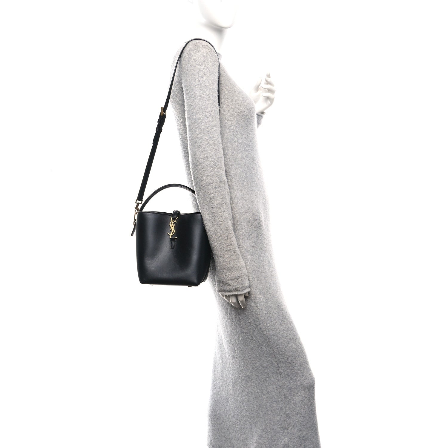 Saint Laurent Shiny Calfskin Le 37 Bucket Bag Black 2 of 9