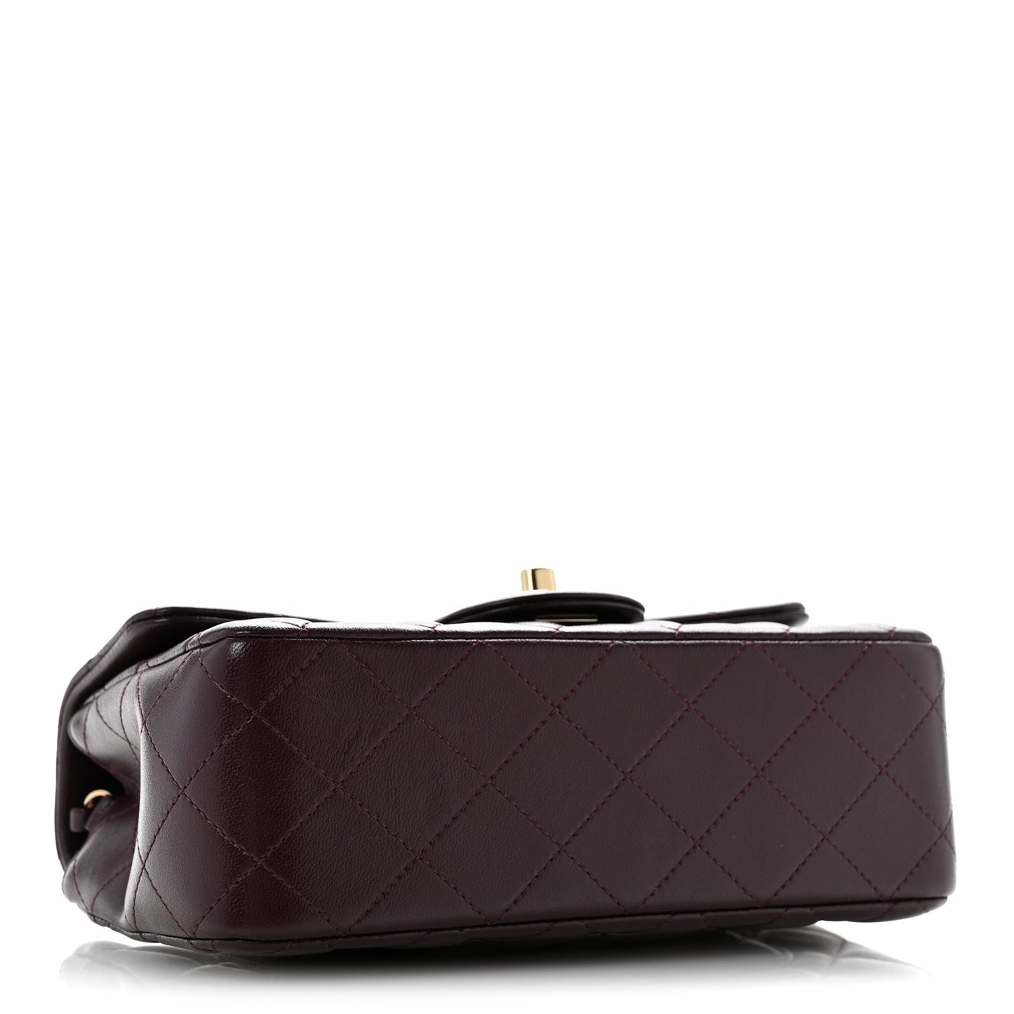 Lambskin Quilted Mini Rectangular Flap Burgundy