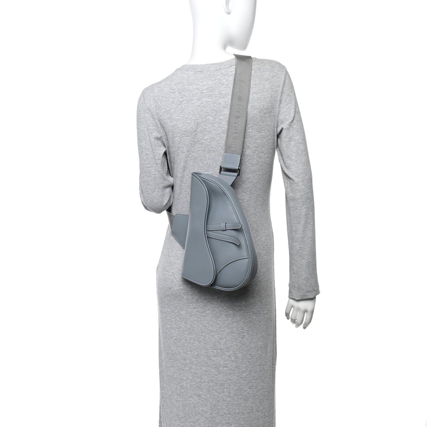Grained Calfskin Mens Saddle Bag Cloud Blue