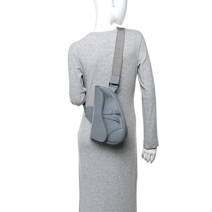 Christian Dior Grained Calfskin Mens Saddle Bag Cloud Blue 2 of 12