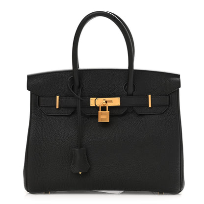 Hermes Togo Horseshoe Birkin 30 Black Rouge Grenat 1 of 11