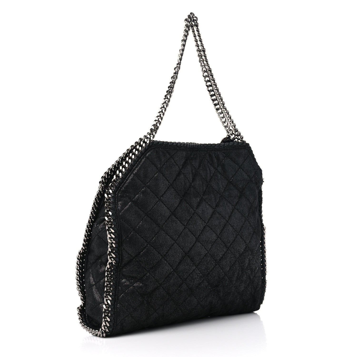 Stella McCartney Metallic Shaggy Deer Quilted Small Falabella Tote Black 3 of 9
