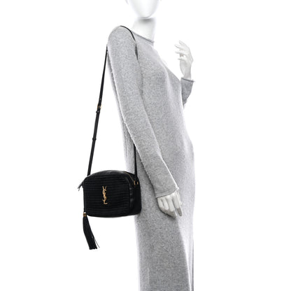 Saint Laurent Raffia Canvas Monogram Lou Camera Bag Black 2 of 11