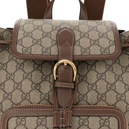 Gucci GG Supreme Monogram Azalea Calfskin Retro Interlocking G Buckle Backpack Beige Ebony Brown Sugar 8 of 14