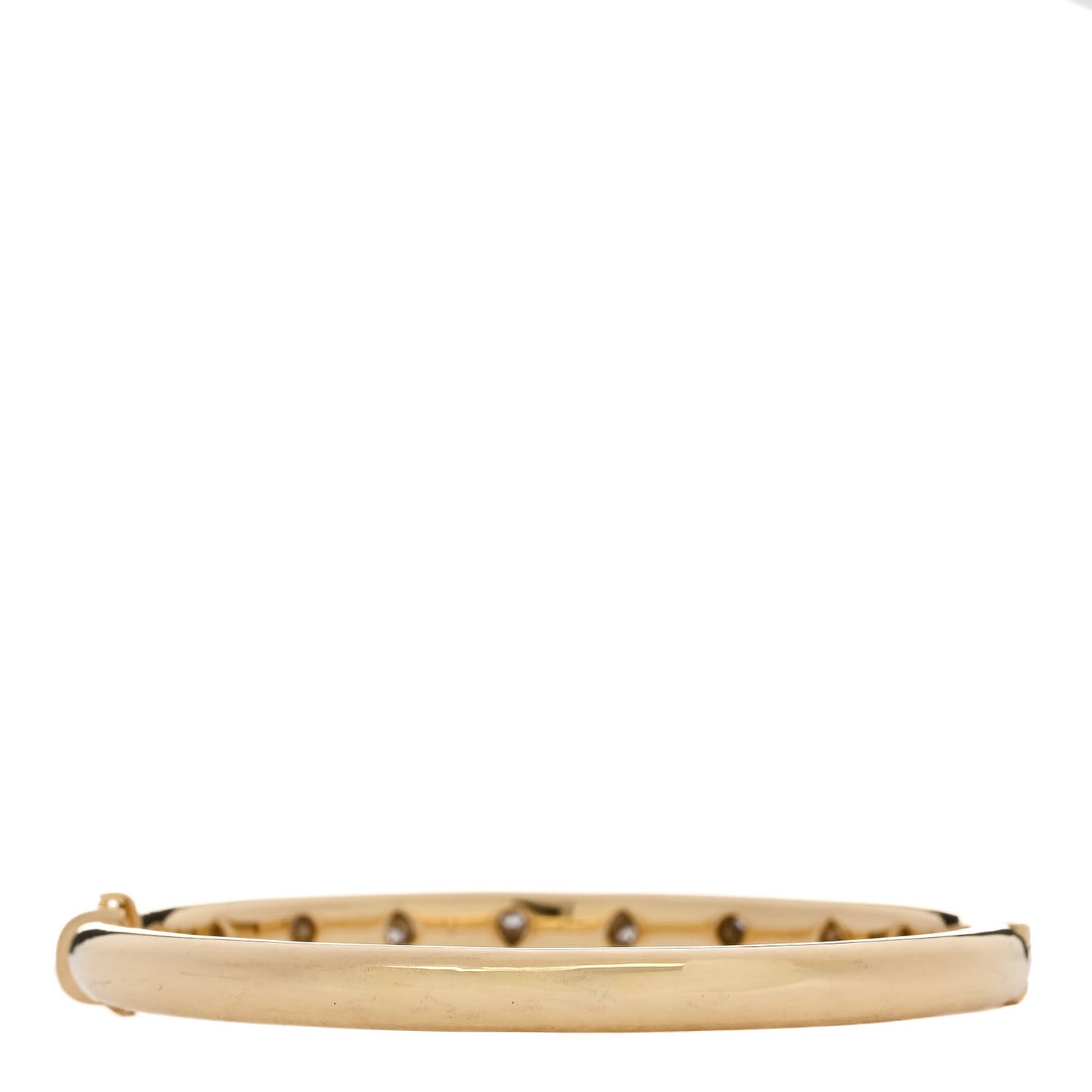 18K Yellow Gold Platinum Diamond 4.5mm Etoile Bangle Bracelet