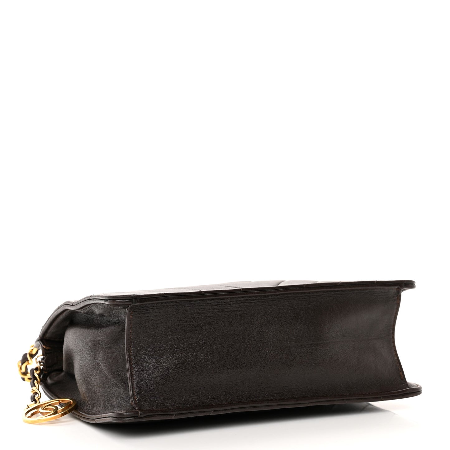 Lambskin Chevron Small Shoulder Bag Dark Brown