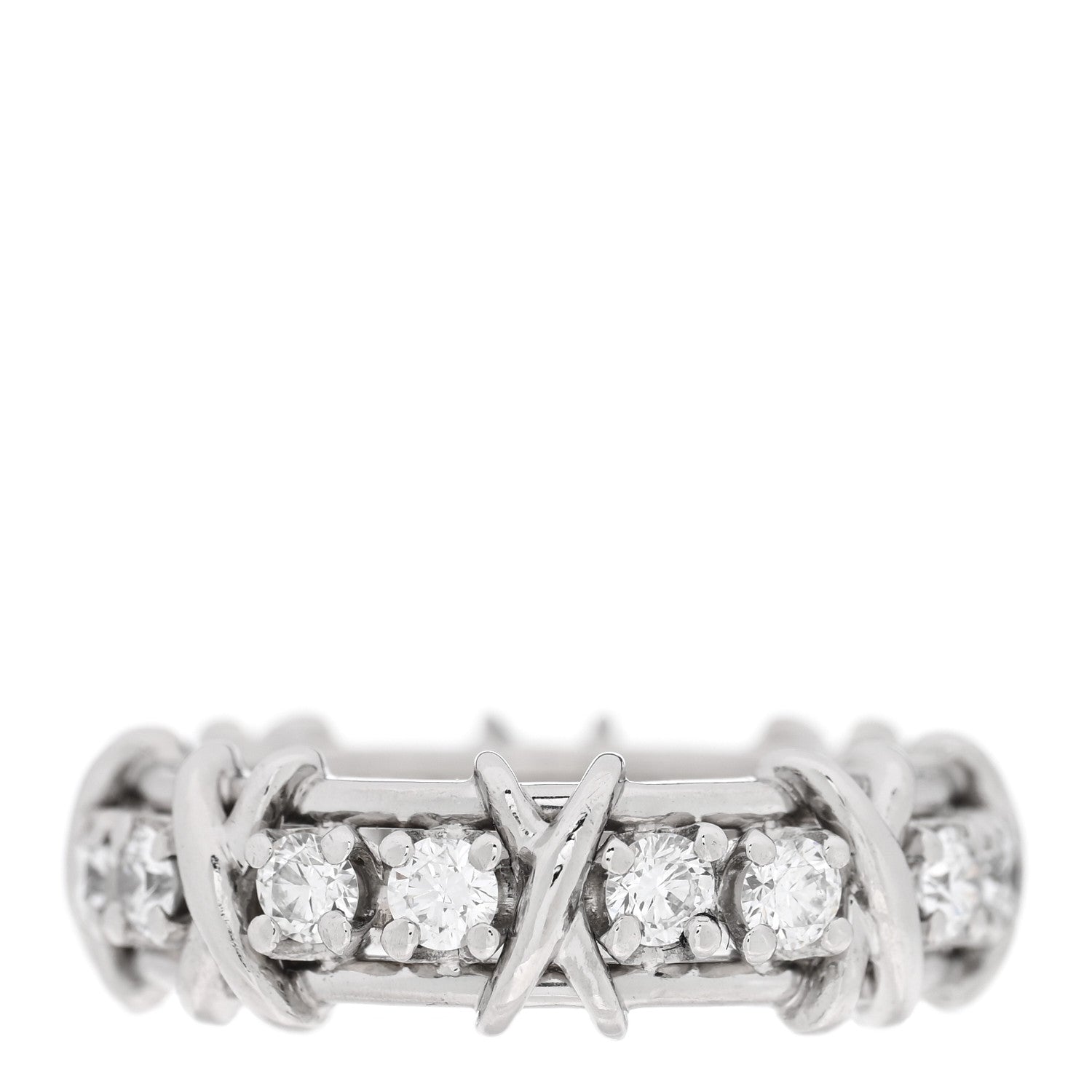 Tiffany Platinum Diamond Schlumberger Sixteen Stone Ring 54 7 1 of 4