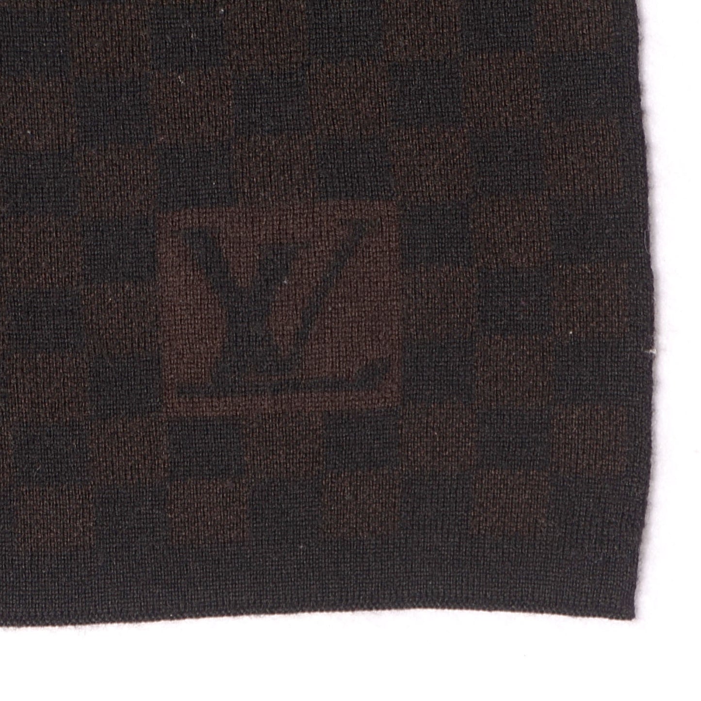 Wool Petit Damier Ebene Scarf Brown