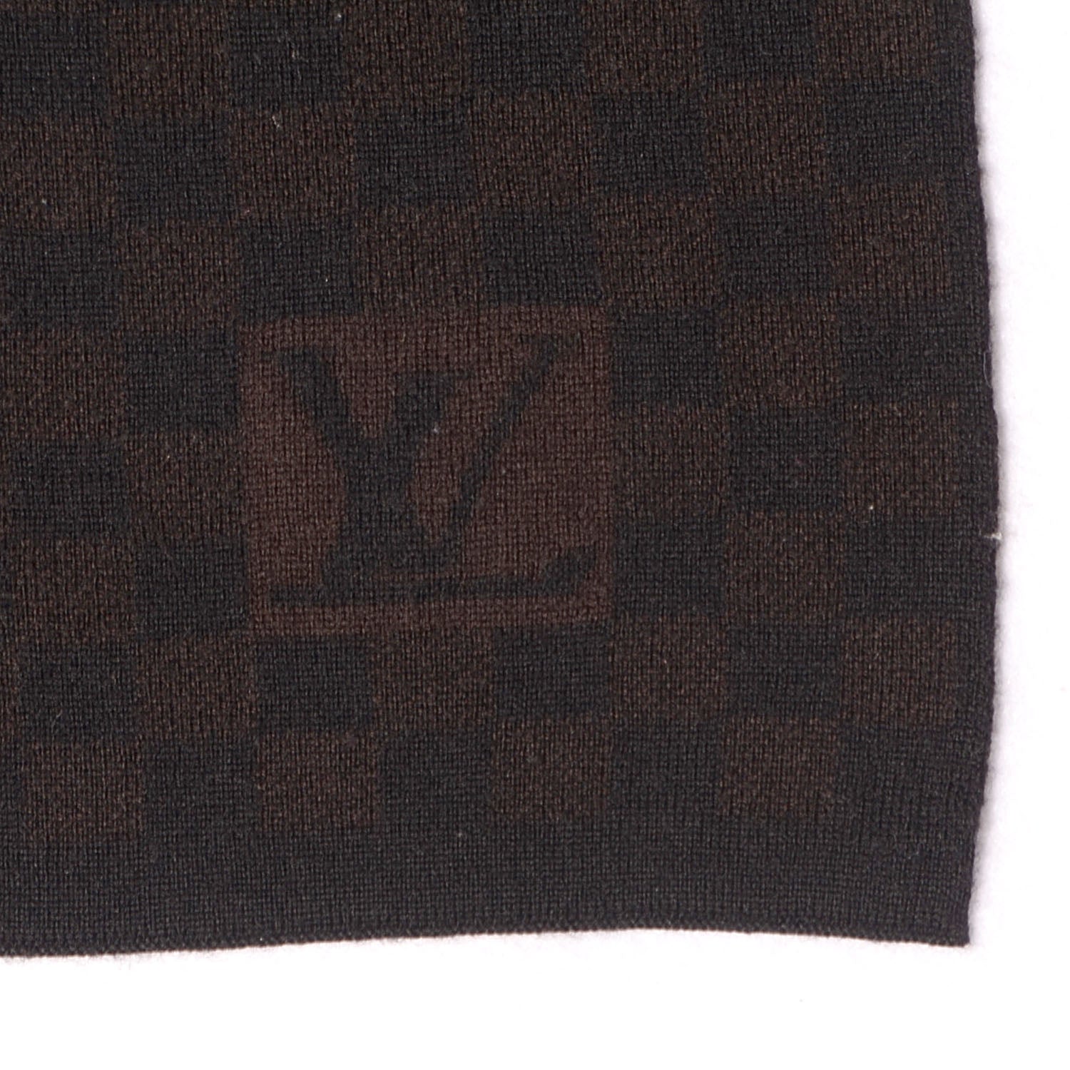 Louis Vuitton Wool Petit Damier Ebene Scarf Brown 5 of 5