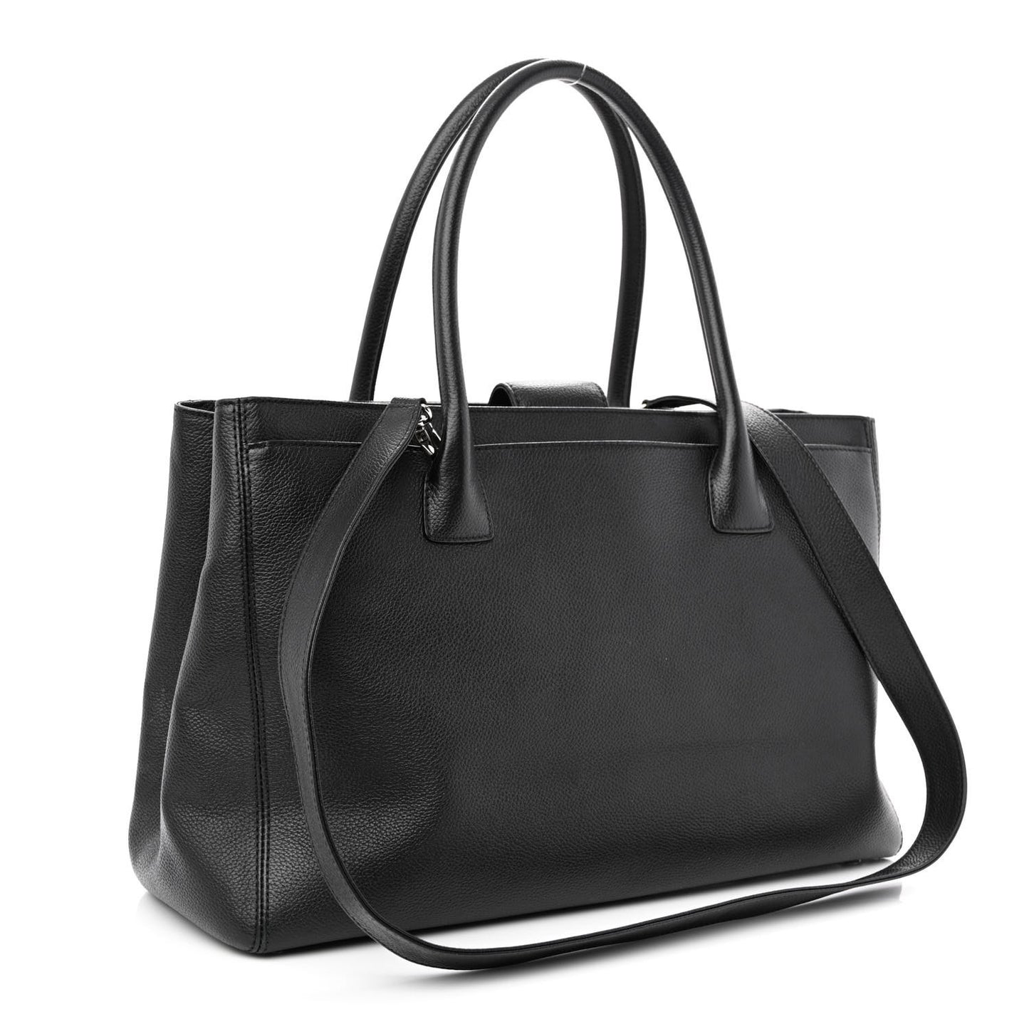 Calfskin Cerf Executive Shopper Tote Black