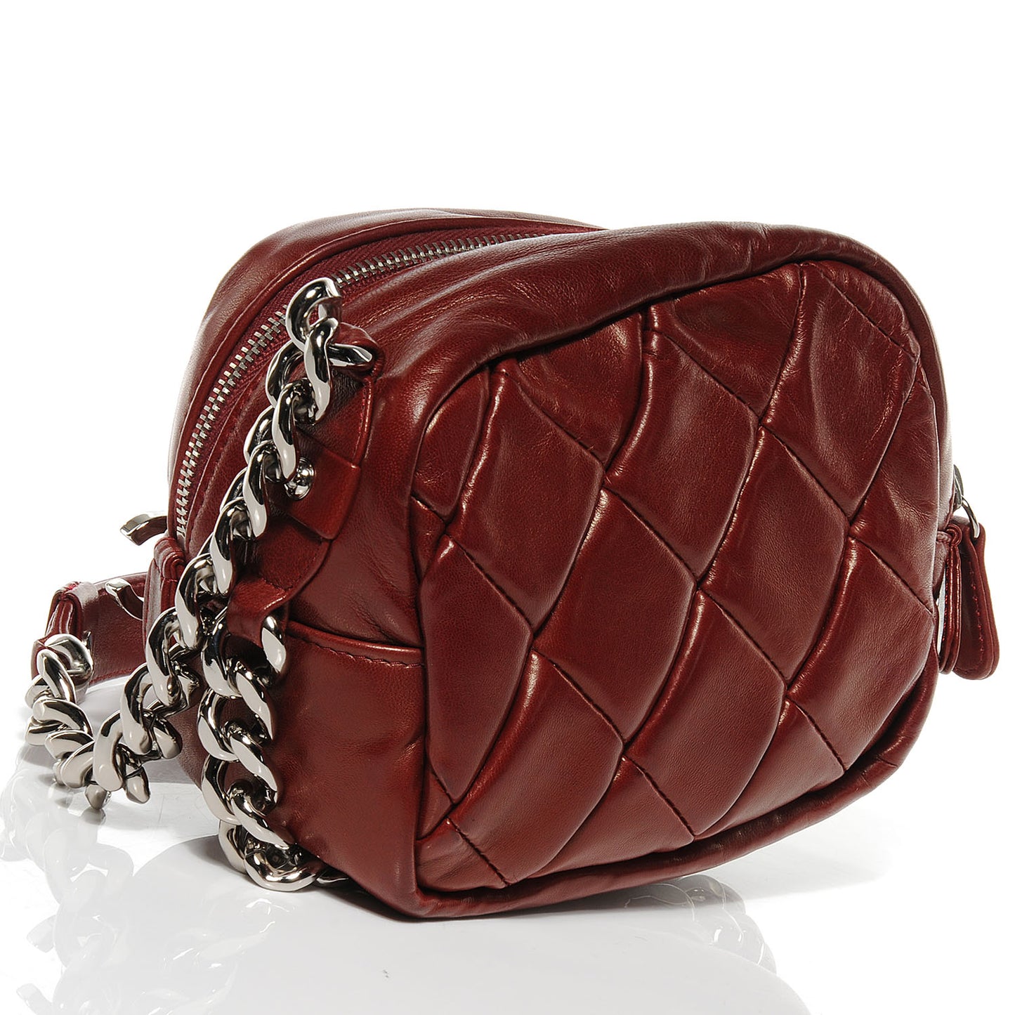 Lambskin Bubble Quilt Small Camera Case Red