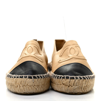 Chanel Lambskin CC Espadrilles 36 Beige Black 2 of 7