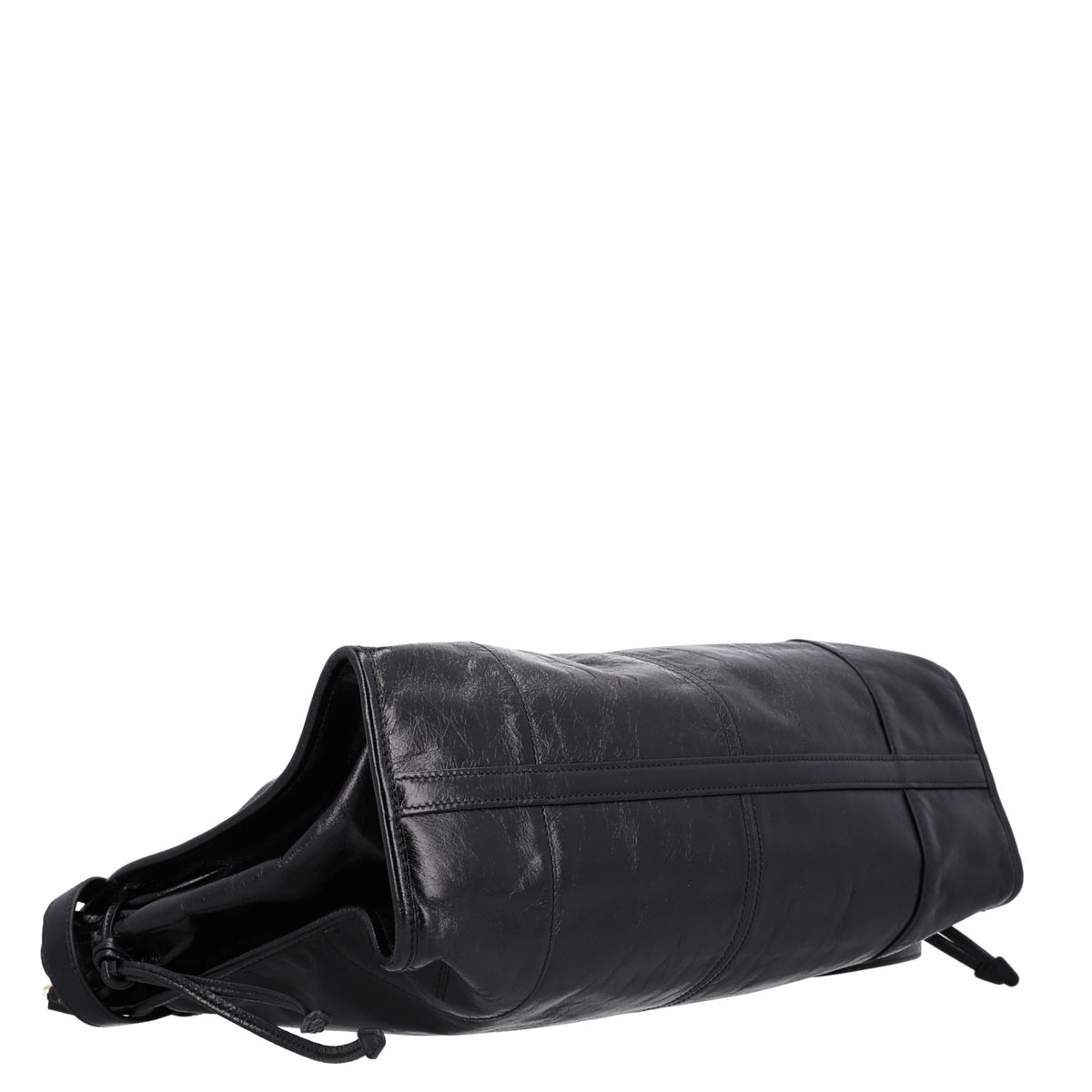 Prada Glossy Calfskin Triangle Large Bonnie Shoulder Bag Black 3 of 9