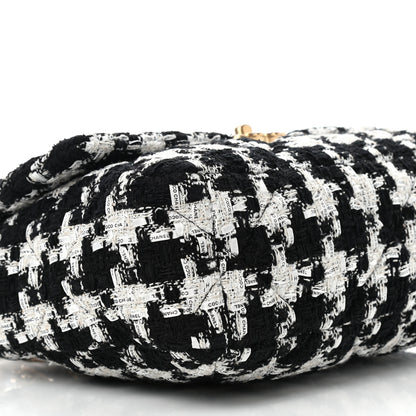 Chanel Tweed Quilted Large Chanel 19 Flap Black Ecru White 8 of 9