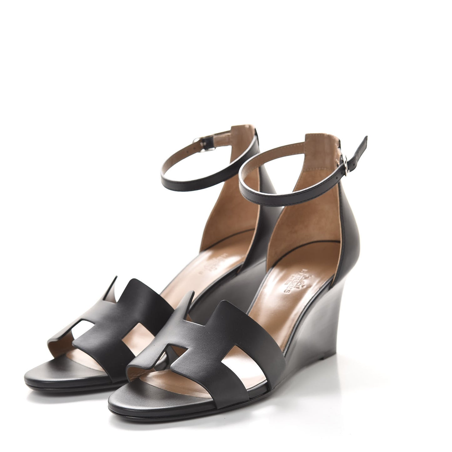 Calfskin Legend Wedge Sandals 40 Black