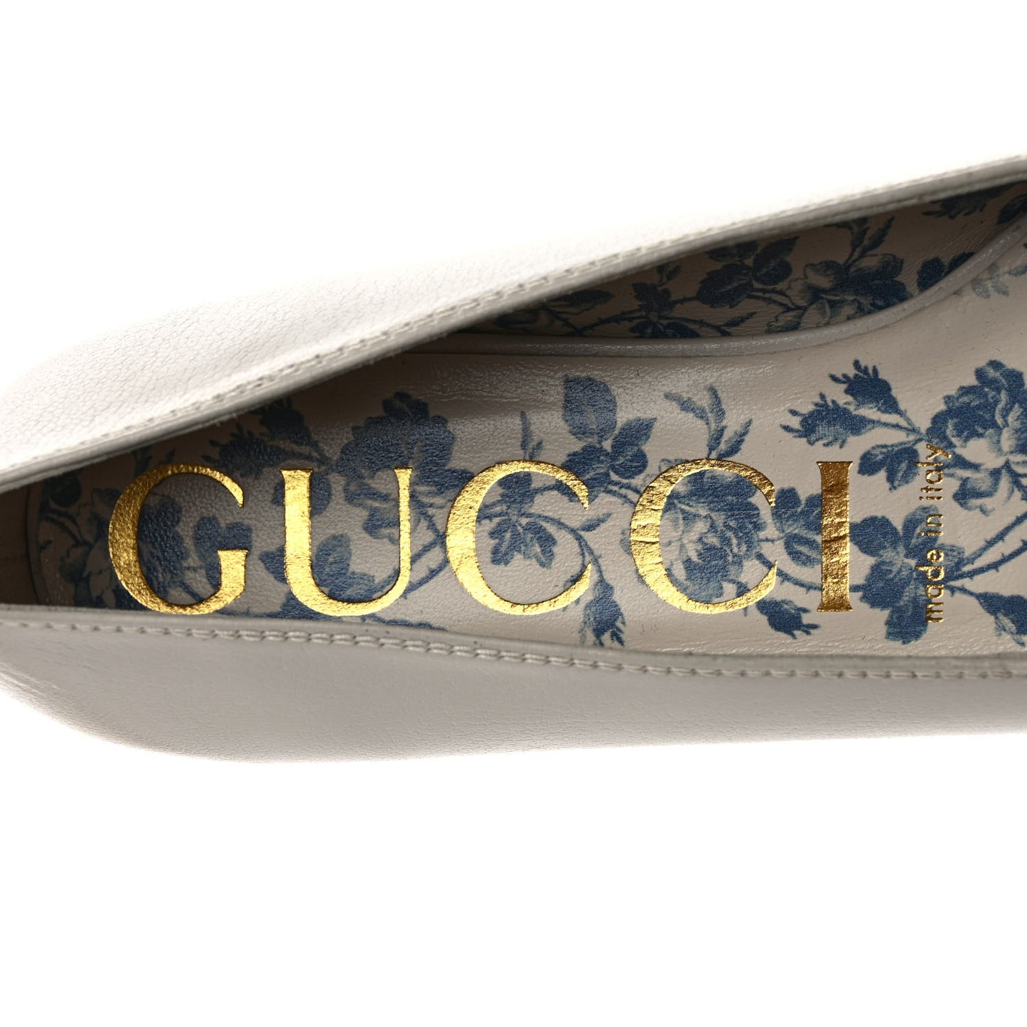 Metallic Nappa Goatskin Perforated Interlocking G Ballet Flats 37 Salmone Mystic White