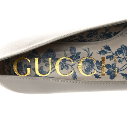 Gucci Metallic Nappa Goatskin Perforated Interlocking G Ballet Flats 37 Salmone Mystic White 7 of 8