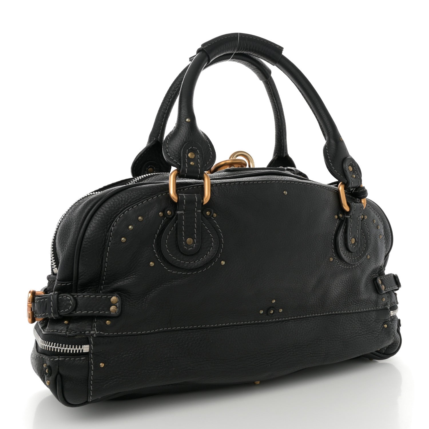 Chloe Calfskin Paddington Double Zipped Bowler Black 1745677