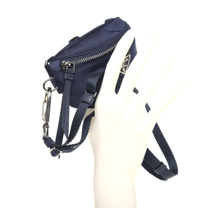 Prada Tessuto Nylon Saffiano Metal Triangle Logo Mini Crossbody Pouch Baltico 2 of 12