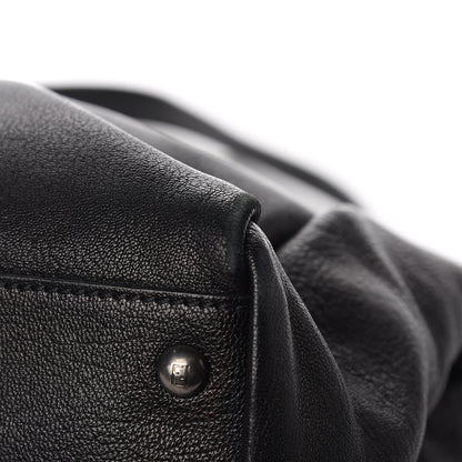 Fendi Goatskin Zucca Large Peekaboo Iconic Satchel Black Tobacco 12 of 14
