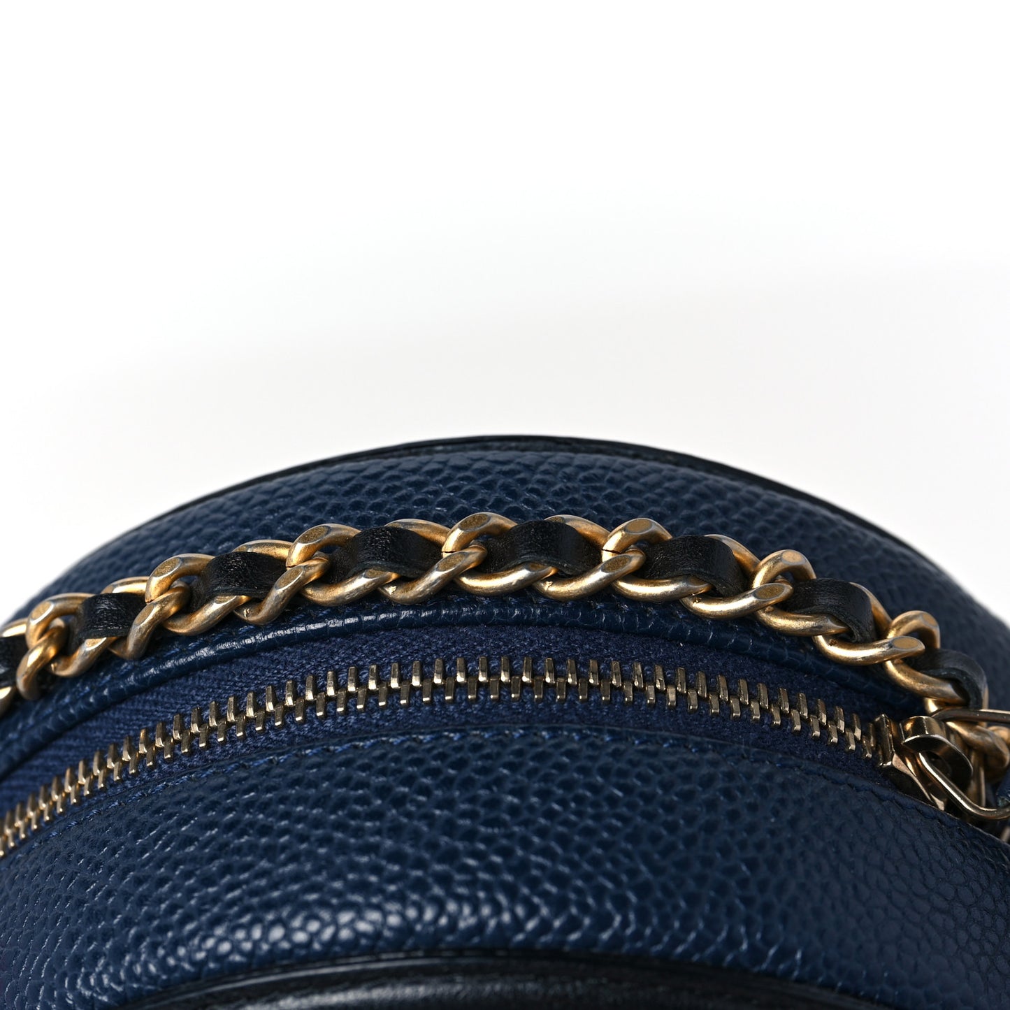 Caviar Quilted Round Filigree Crossbody Navy Black