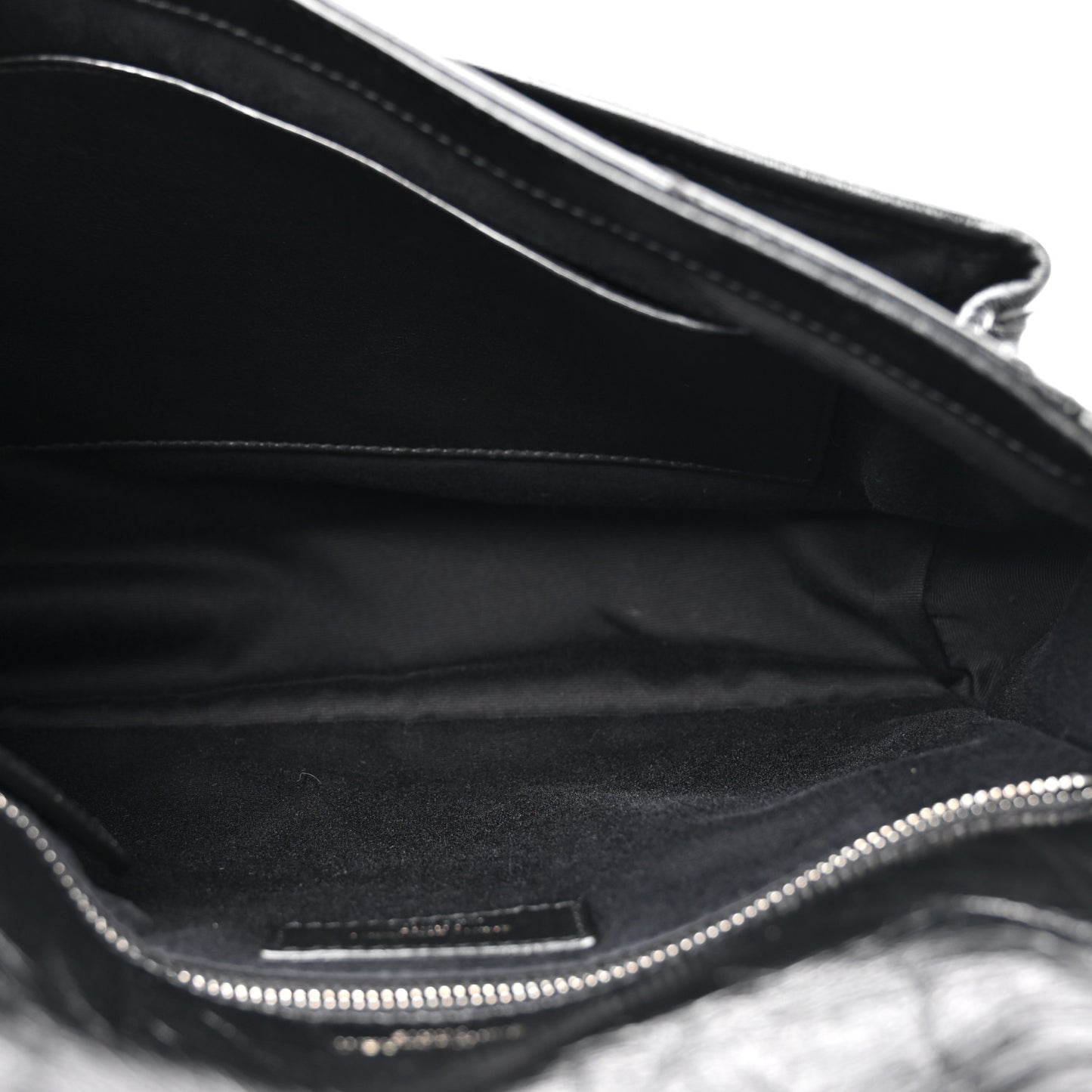 Crinkled Calfskin Matelasse Monogram Medium Niki Chain Satchel Black