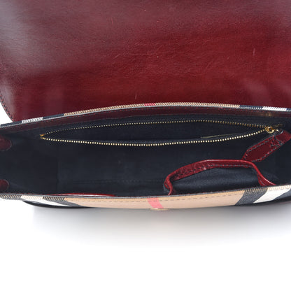 Burberry House Check Bridle Calfskin Small Abbott Crossbody Bag Red Claret 7 of 10