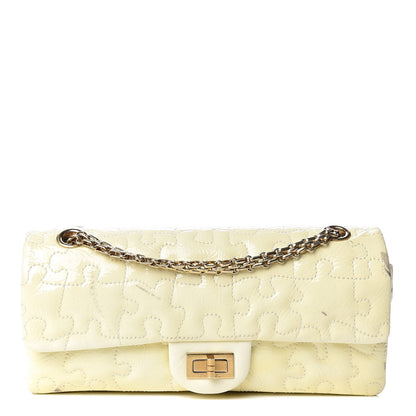 Chanel Crackled Patent Calfskin Puzzle 2.55 Reissue East West Flap White 1 of 17