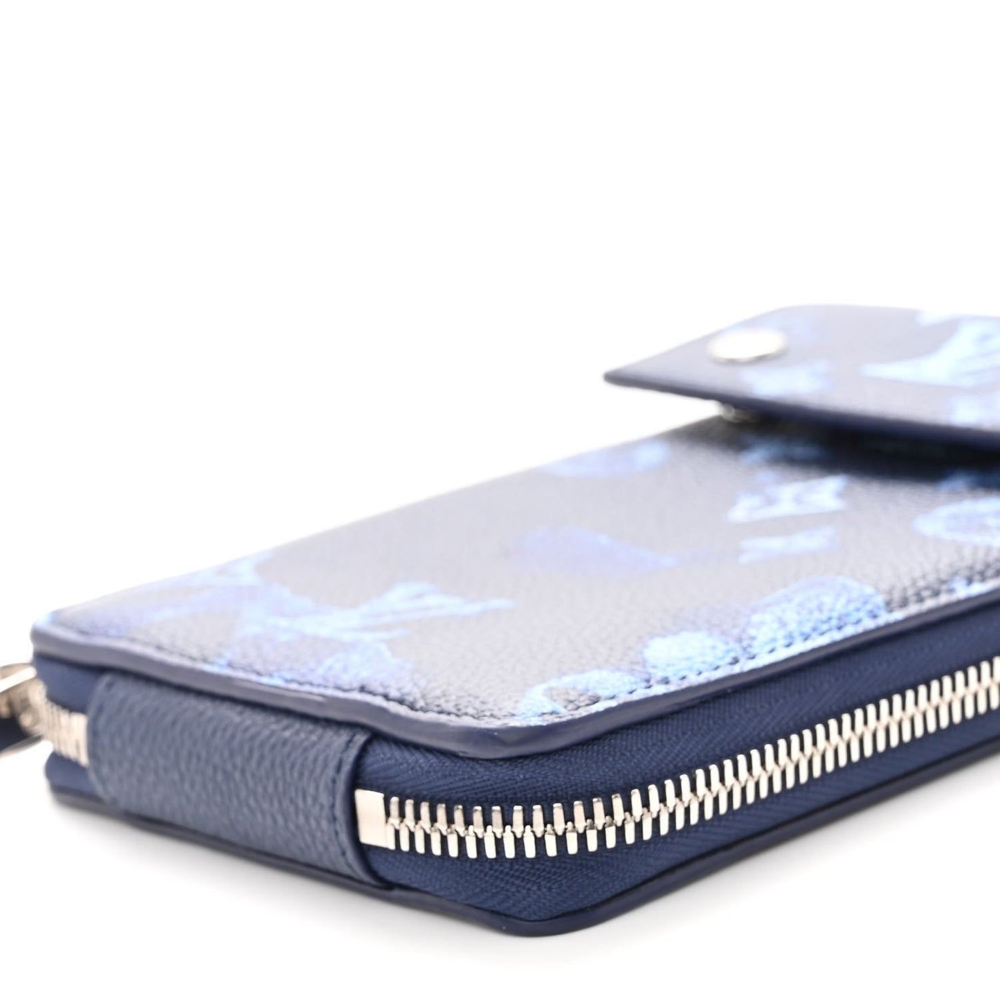 Monogram Ink Watercolor Phone Pouch Blue