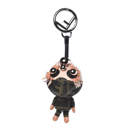 Fendi Shiny Nappa Zucca Pearl Fringe Space Monkey Bag Charm Plaster Albicocca Tobacco 1 of 3