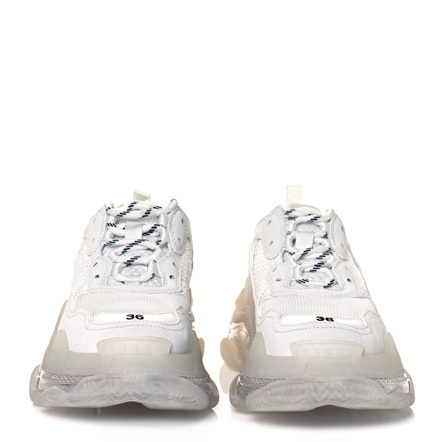 Fabric Mesh Clear Sole Womens Triple S Sneakers 36 White