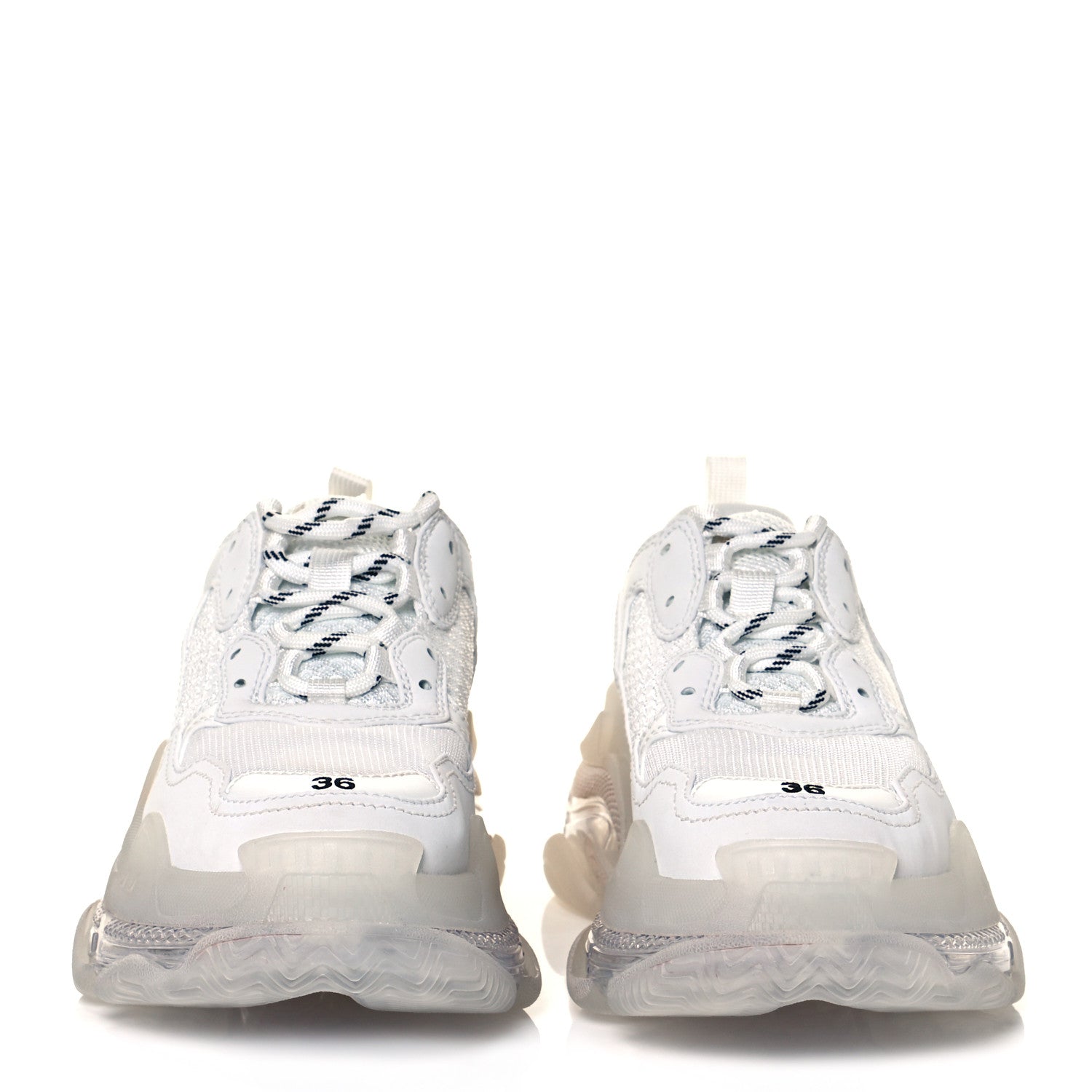 Balenciaga Fabric Mesh Clear Sole Womens Triple S Sneakers 36 White 2 of 7