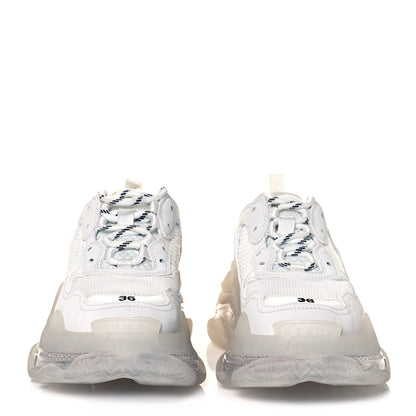 Balenciaga Fabric Mesh Clear Sole Womens Triple S Sneakers 36 White 2 of 7