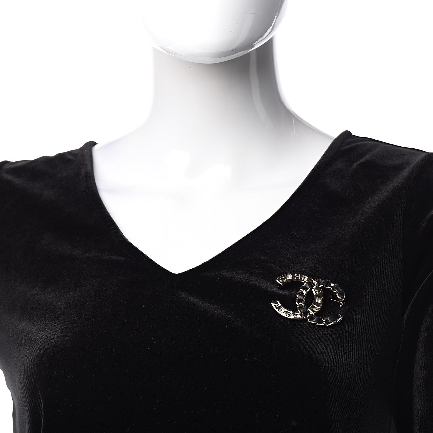 Chanel Lambskin Crystal CC Brooch Black Gold 2 of 5