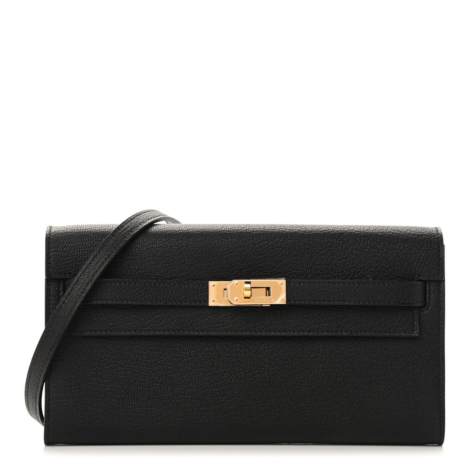 Hermes Chevre Mysore Kelly Wallet To Go Black 1 of 9