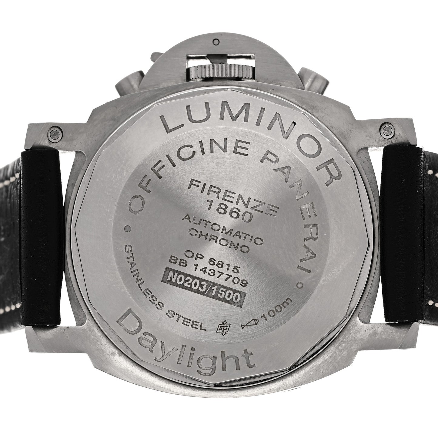 Stainless Steel Calfskin 44mm Luminor Daylight Chronograph Automatic Watch Black PAM00356