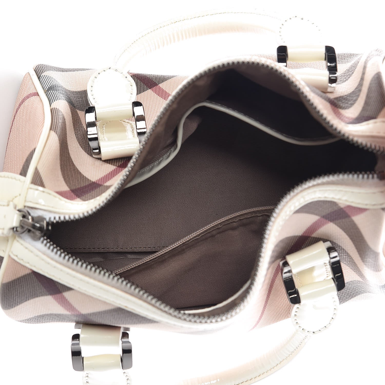 Burberry Supernova Check Patent Mini Chester Bowling Bag White 5 of 15