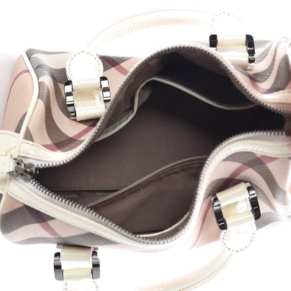 Burberry Supernova Check Patent Mini Chester Bowling Bag White 5 of 15